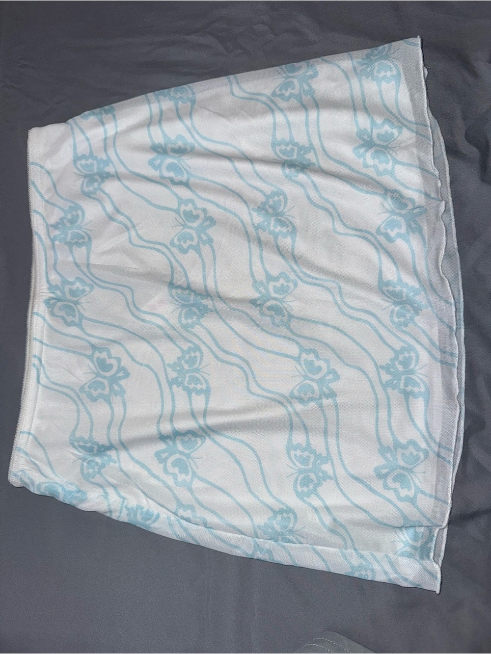 PacSun White Bikini Bottom with Light Blue Floral Trim